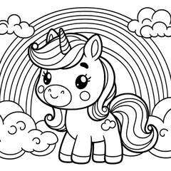 Obraz na płótnie Canvas Coloring cartoon unicorn for children