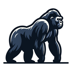 Fototapeta premium Wild gorilla full body design illustration, standing strong big ape concept, primate animal zoology element illustration, vector template isolated on white background