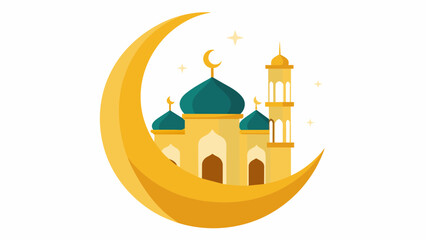 Captivating Eid Mubarak Moon and Mosque Vector A Timeless Symbol of Celebration