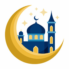 Captivating Eid Mubarak Moon and Mosque Vector A Timeless Symbol of Celebration
