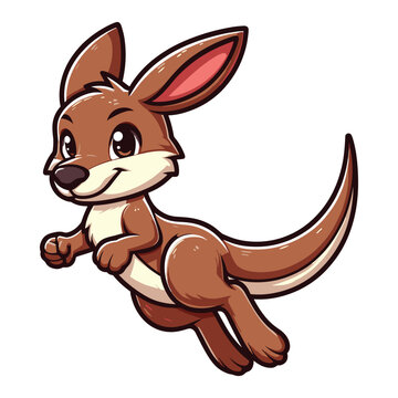 Cute kangaroo full body mascot cartoon character design illustration, funny adorable Australian mammal animal vector template isolated on white background
