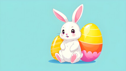 Fototapeta premium easter bunny with eggs background