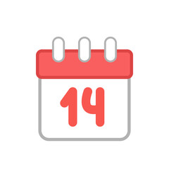 14 february. Calendar. The fourteenth of february. Valentines day. Cartoon, vector