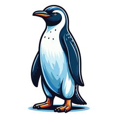 Cute penguin full body design illustration, Antarctic south pole bird animal icon, zoology element illustration, cartoon vector template isolated on white background - obrazy, fototapety, plakaty