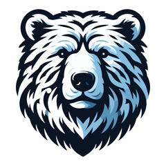 Fototapeta premium Wild polar bear head face vector illustration, arctic north pole animal icon, zoology element illustration, design template isolated on white background