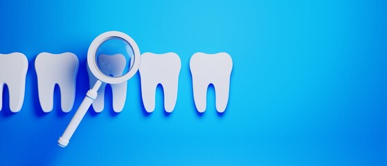3d object illustration for dentist tooth with tools of medical health care for dental clinic hospital bussiness