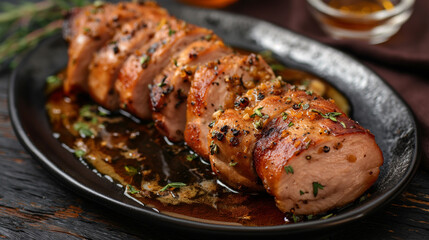 Poblano Pork Tenderloin with Orange and Honey Mustard, AI generated