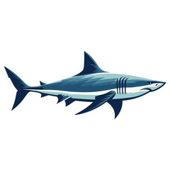 Fototapeta premium Wild great white shark vector illustration, marine predator animal element illustration, swimming angry toothy shark design template isolated on white background