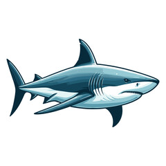 Wild great white shark design illustration, marine predator animal element illustration, swimming angry toothy shark vector template isolated on white background