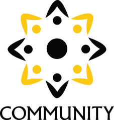 Community abstract logo. Happy People logo. Teamwork symbol. Social logo. Partnership people icon.
