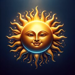 Realistic illustration of a sun with a face for sinhala new year celebration.
