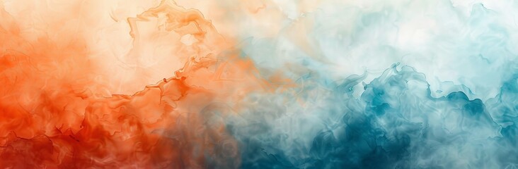 Abstract Fiery and Icy Cloud Collision, Vivid Warm to Cool Color Transition
