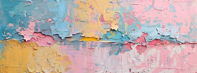 Soft Textured Impasto Painting, Abstract Blend of Pastel Colors on Canvas
