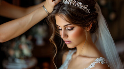 Bridal beauty preparation moment