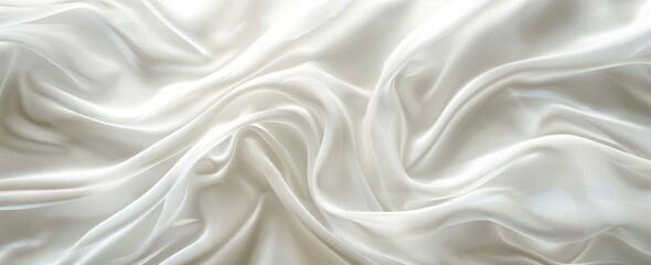 Obraz premium Swirling Soft White Silk Texture, Elegant Fabric Folds in Natural Light 