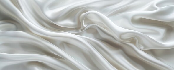 Fototapeta premium Graceful White Fabric Waves, Silky Texture Drapery with Gentle Folds 