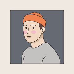 person avatar illustration. an adult man wearing a beanie, illustration design for avatar or profile