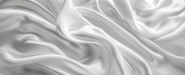 Fototapeta premium Luxurious White Satin Fabric Draping with Elegant Folds and Curves 