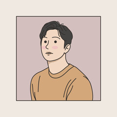 person avatar illustration. a handsome man with black short hair, illustration design for avatar or profile