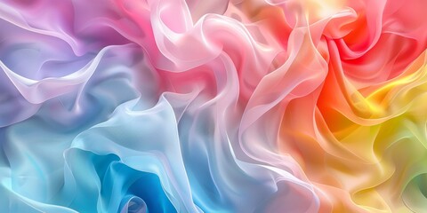 Fototapeta premium Flowing Rainbow Colors in Soft Silk Fabric Folds 