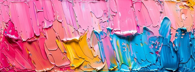 Vibrant Oil Paint Strokes in Pink and Blue Tones, Abstract Art Background
