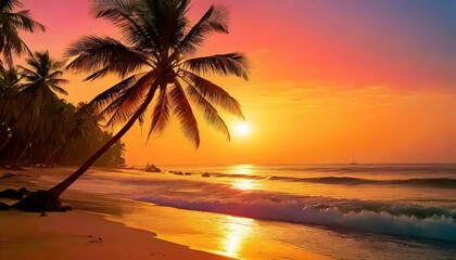Beautiful sunset on beach 