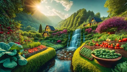 garden with vegetables - obrazy, fototapety, plakaty