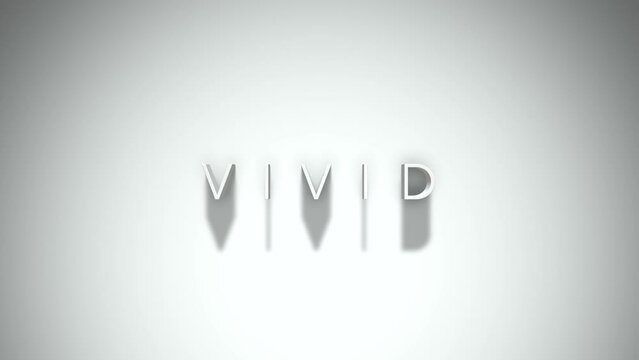 Vivid 3D title animation with shadows on a white background