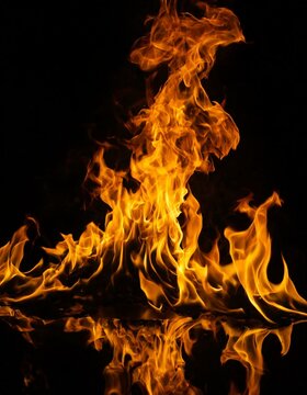  Fire flames on black background. Abstract blaze fire flame texture background