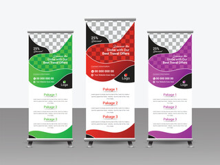 Modern Travel business agency vacation roll up banner design,ollup pullup retractable signage banner design vector template.