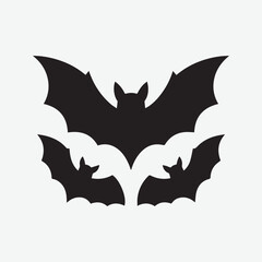 Black silhouettes of bats set on a white background vector art illustration