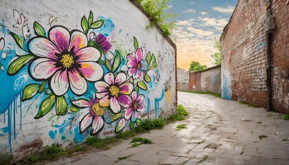  Flower graffiti on wall 
