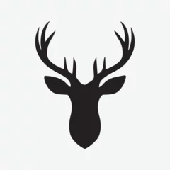 Dekokissen Black vector silhouette of a deer head with antlers isolated on a white background © Sheuly