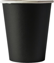 Black disposable coffee cup, cut out transparent