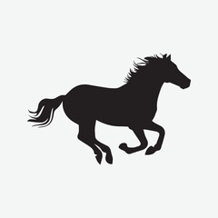 Running Walking Standing horse black silhouette Vector illustration