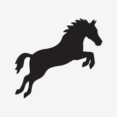 Running Walking Standing horse black silhouette Vector illustration