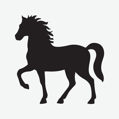 Running Walking Standing horse black silhouette Vector illustration