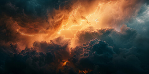 Majestic Thunderstorm Skies - Electric Lightning Strike Amidst Dark Clouds