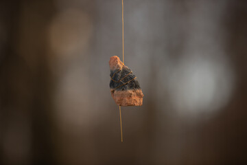 a pebble on a string