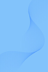 Abstract background with waves for banner. Standart poster size. Vector geometric background with lines. Element for design isolated on bright blue. Blue gradient. Brochure, booklet