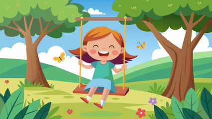 Obraz na płótnie Canvas vector illustration of happy child girl laughing a 