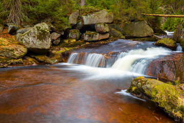 Fototapeta premium A beautiful view of a romantic stream in a wild mountain valley