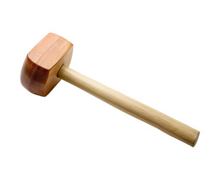 Wooden hammer isolated on transparent background.