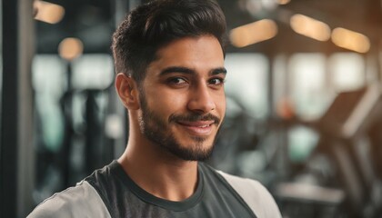 Obraz premium Athletic man in the background of the gym