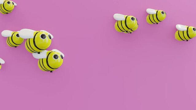 cartoon look honey bee flying 3D animated video for kids 