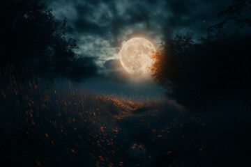 Fototapeta na wymiar Mystical Moonlight Collage, AI generated