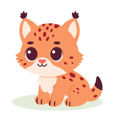 Cute baby lynx character. Vector illustration for children design. Flat style