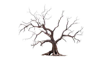 Dead tree isolated on transparent or white background.

