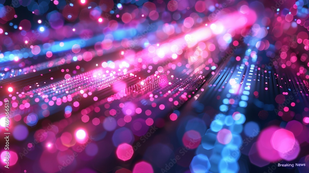 Poster swirling pink and blue lights create a mesmerizing blur of colors, emanating a sense of movement and