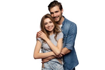 Happy loving couple isolated isolated on transparent background.